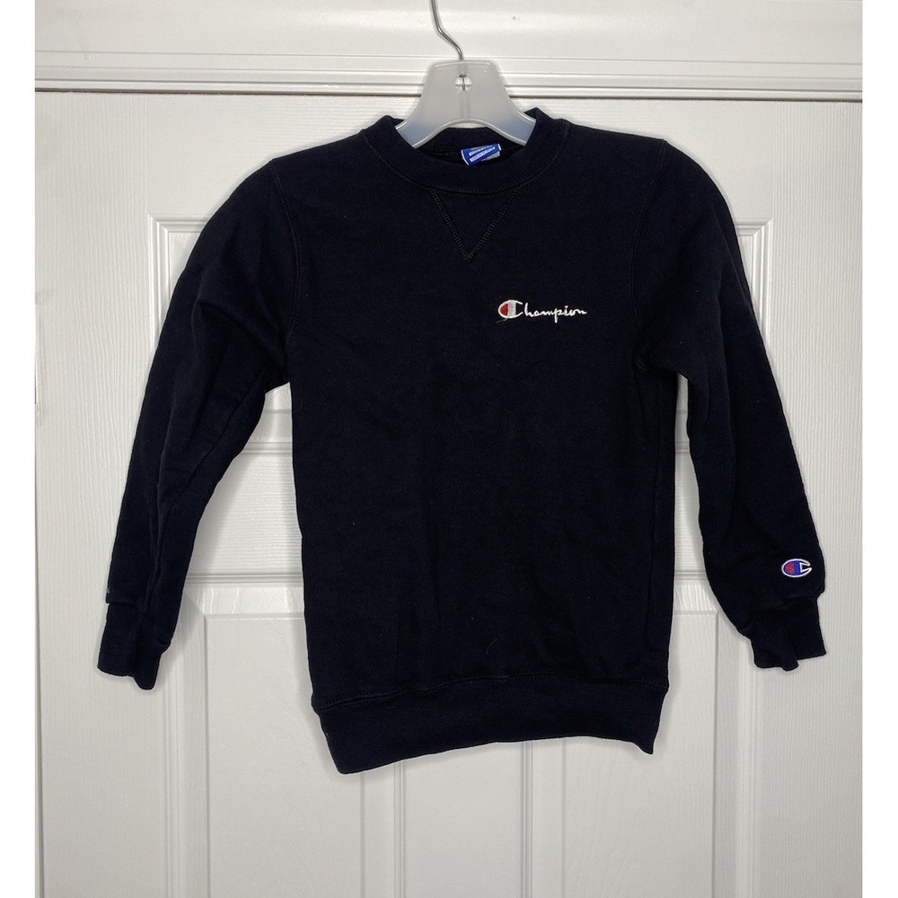 Vintage Champion Kids Pullover Sweatshirt Black M (10-12) USA